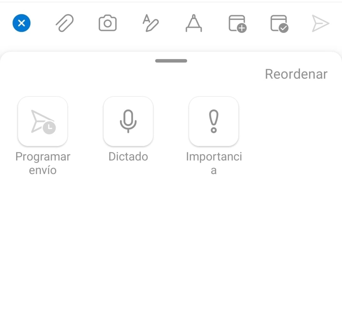 Botón de programar envío en la app de Outlook para móvil