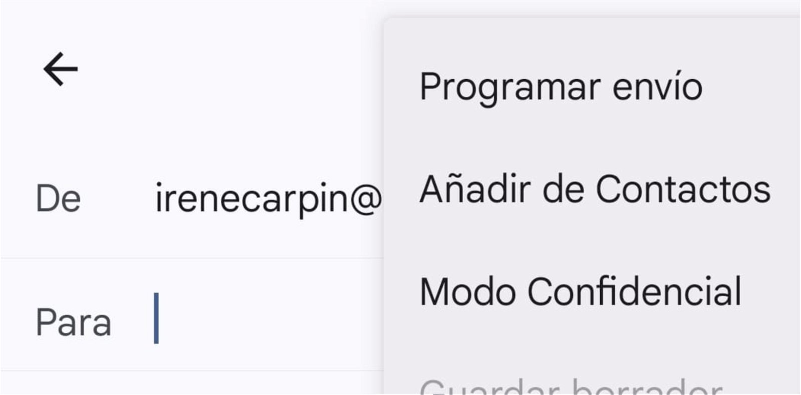 Botón para programar envío en la app de Gmail
