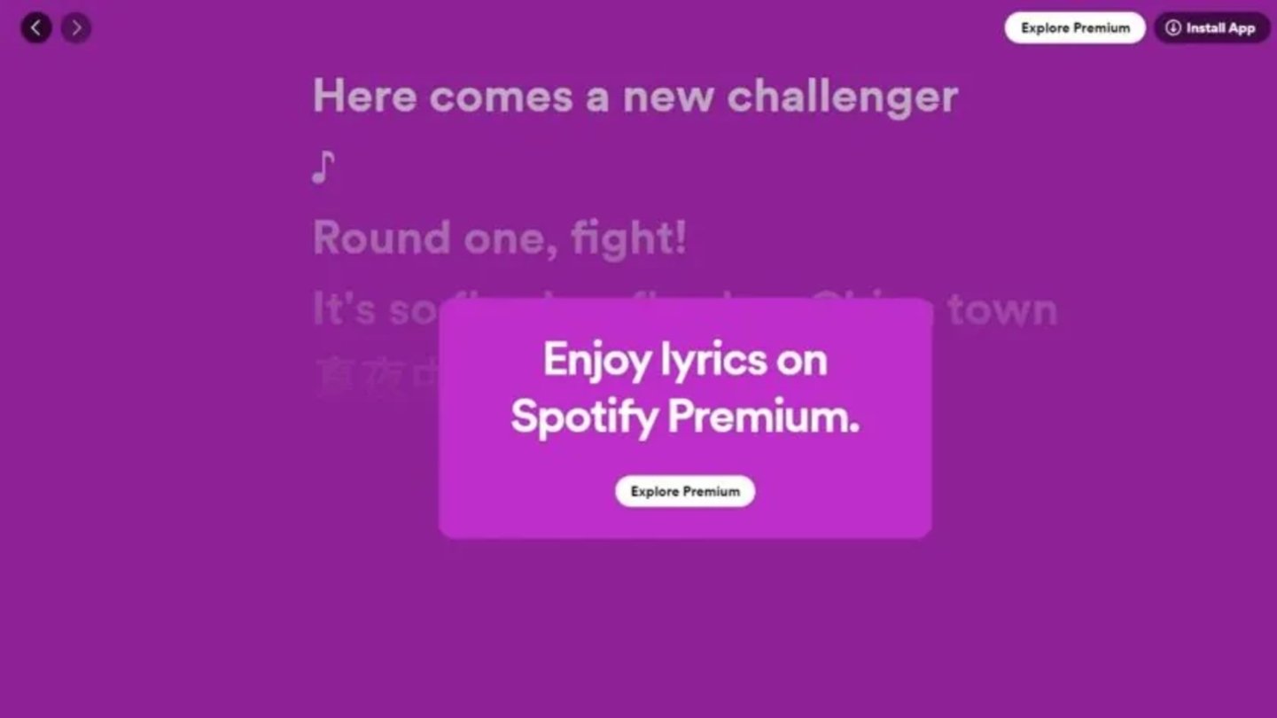 Si quieres seguir viendo letras de canciones en Spotify, tendrás que pagar por Spotify Premium
