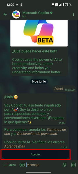 Cómo activar y usar el nuevo bot de Microsoft Copilot en Telegram