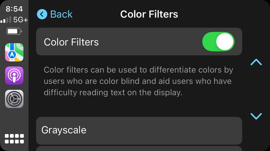 Filtros de color iOS 18 CarPlay