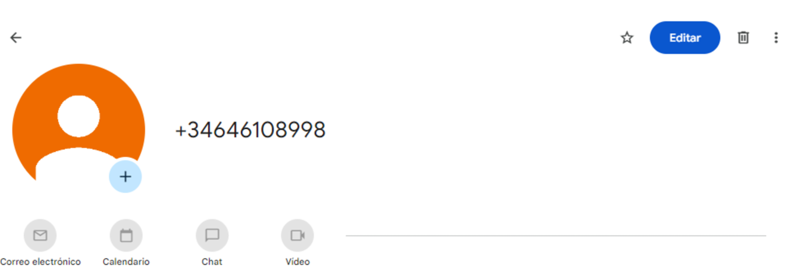 Número guardado en Contactos de Google