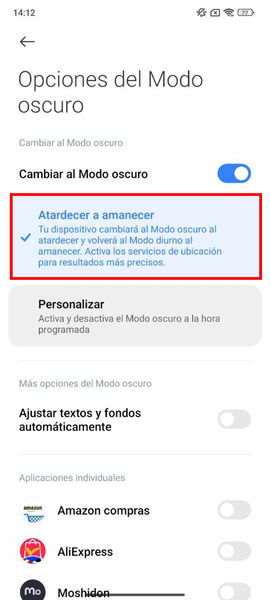 ¿Tienes un móvil Xiaomi? Con este sencillo truco puedes activar automáticamente el modo oscuro al atardecer