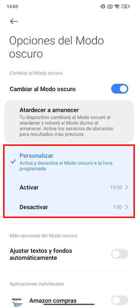 ¿Tienes un móvil Xiaomi? Con este sencillo truco puedes activar automáticamente el modo oscuro al atardecer