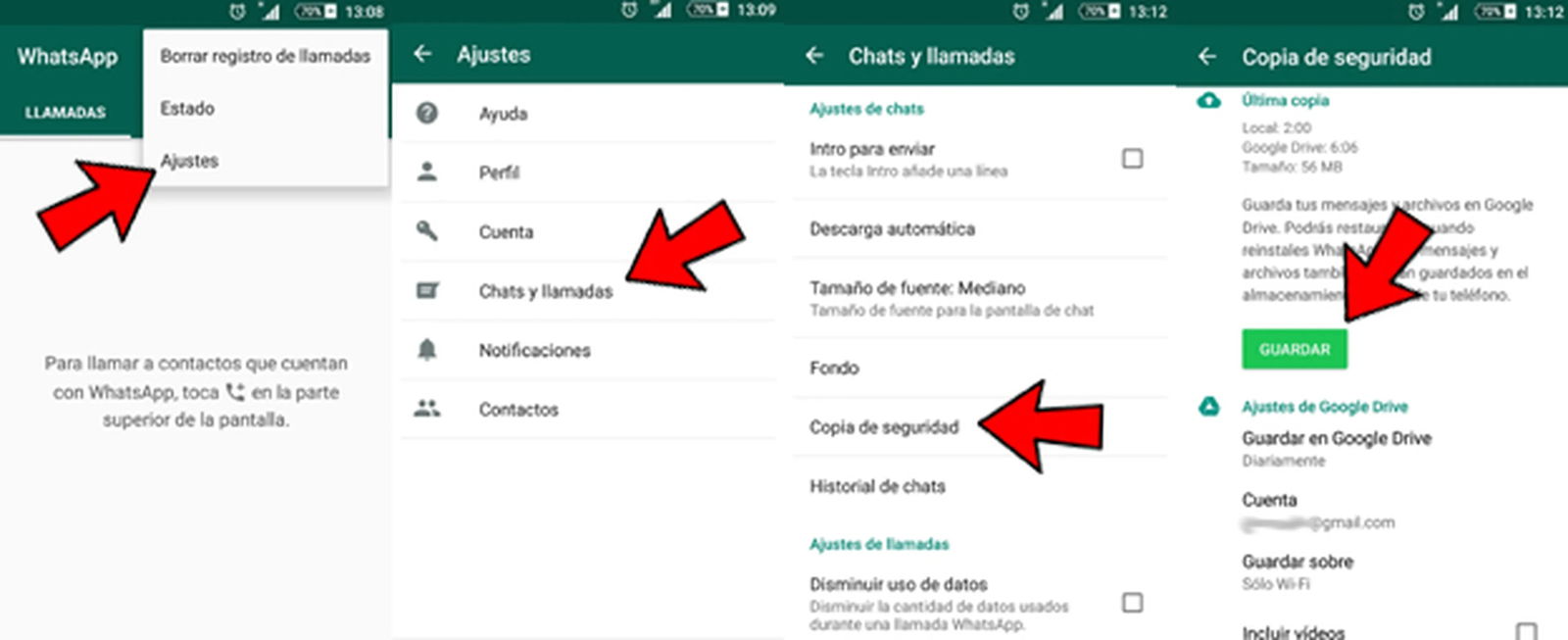 Proceso para hacer una copia de seguridad en WhatsApp