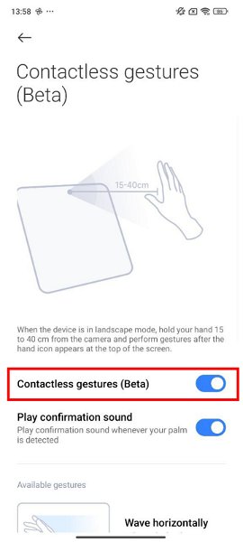 Cómo activar los gestos sin contacto de los POCO F6 en cualquier móvil Xiaomi con HyperOS
