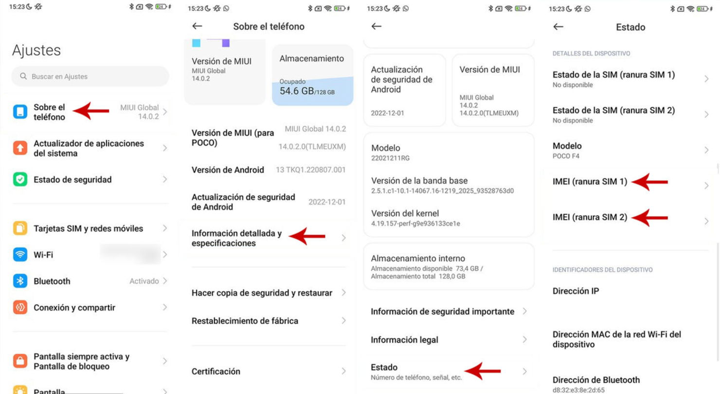 Encontrar IMEI en Xiaomi desde los ajustes