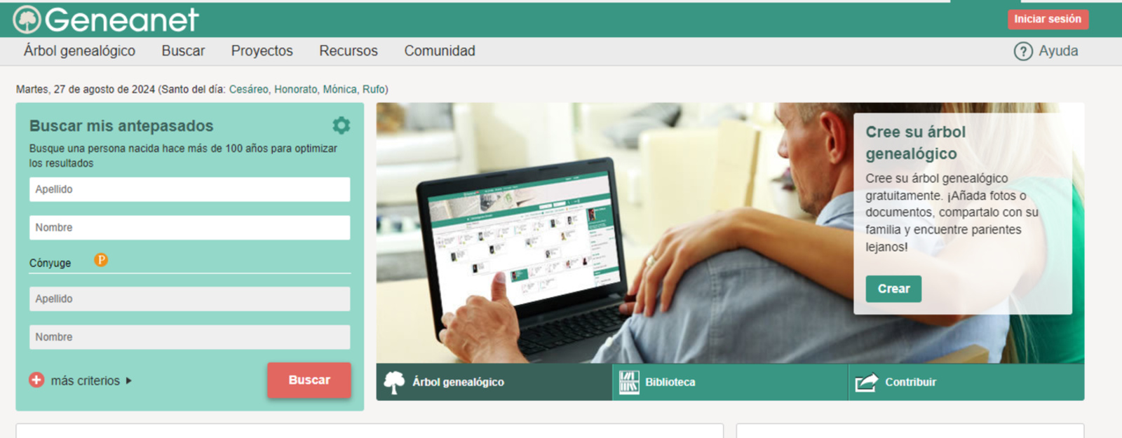 Geneanet es una aplicación web para crear un árbol genealógico