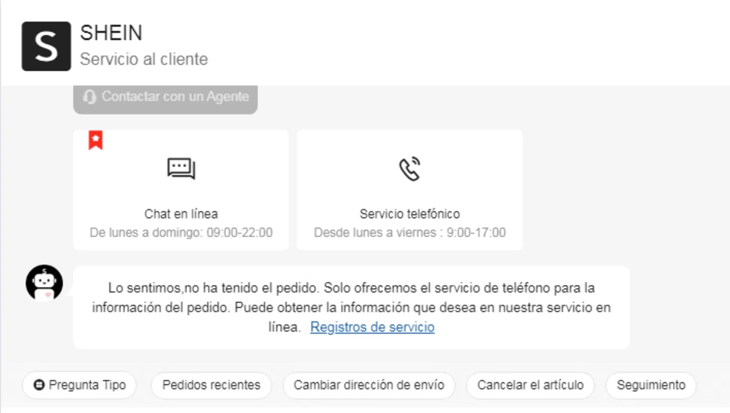 Si tienes problemas puedes contactar con el servicio de atención al cliente de Shein