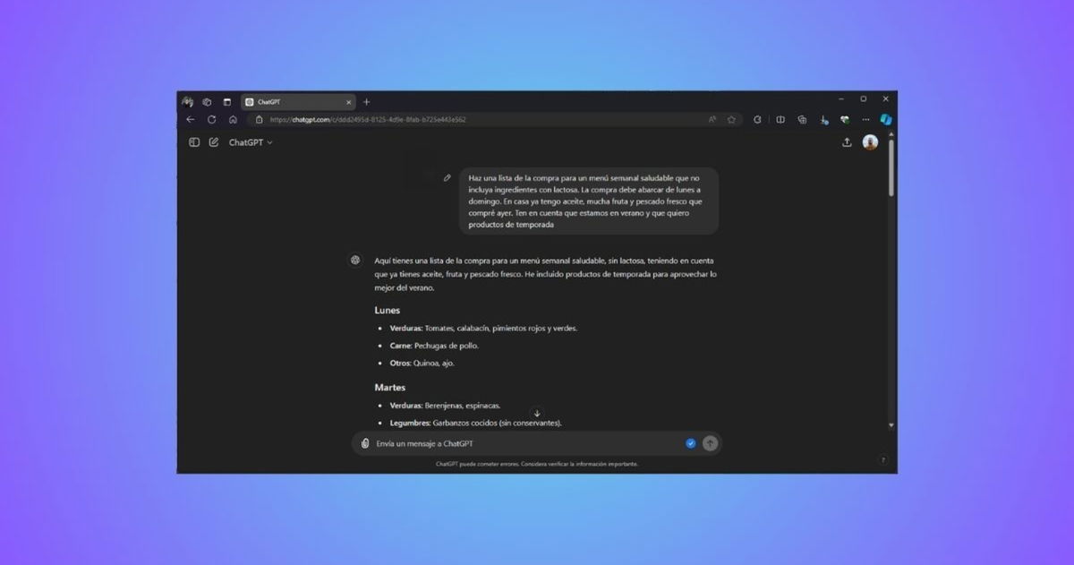Cómo organizar la lista de la compra y la comida semanal con ChatGPT o BingChat
