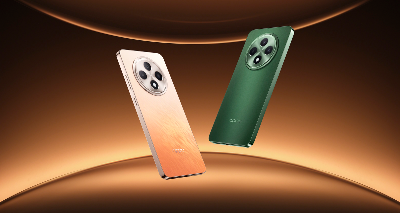 OPPO Reno12 F y Reno12 FS en color Amber Orange and Olive Green