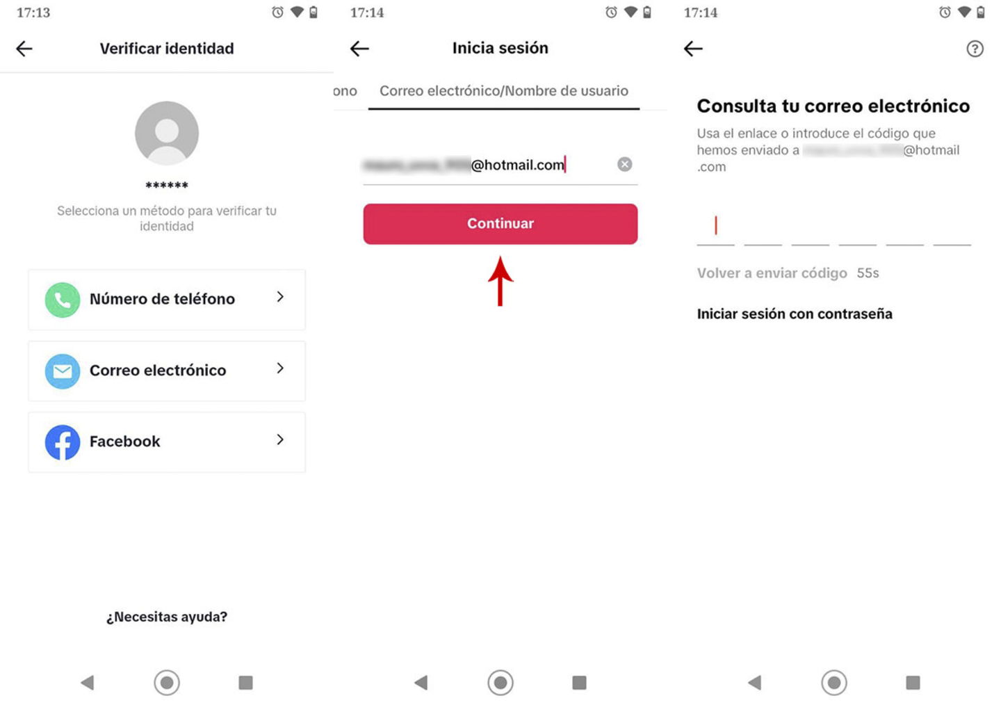 Recibir código de recuperacion cuenta de TikTok