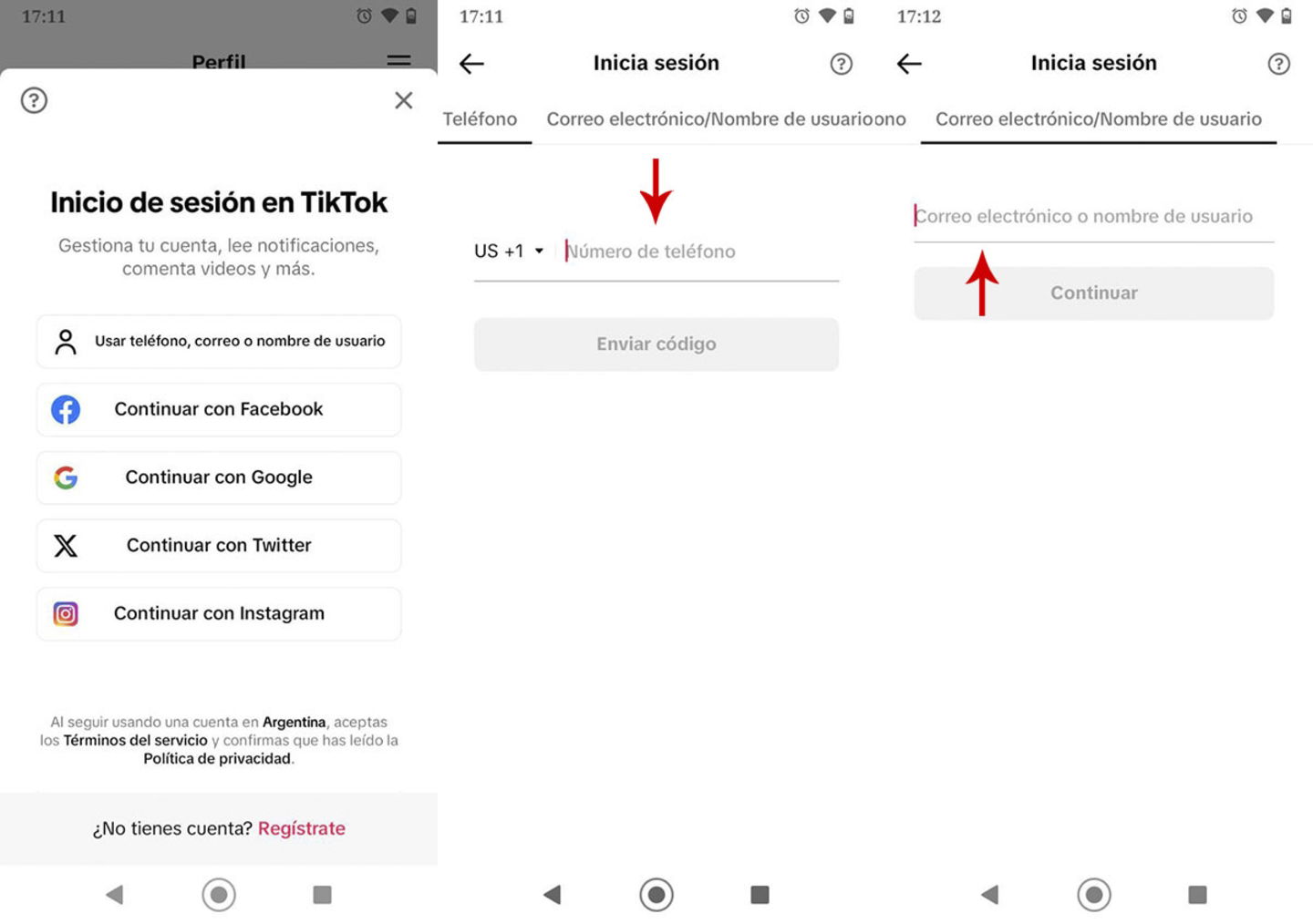 Recuperar cuenta de TikTok con telefono, nombre de usuario o correo electrónico