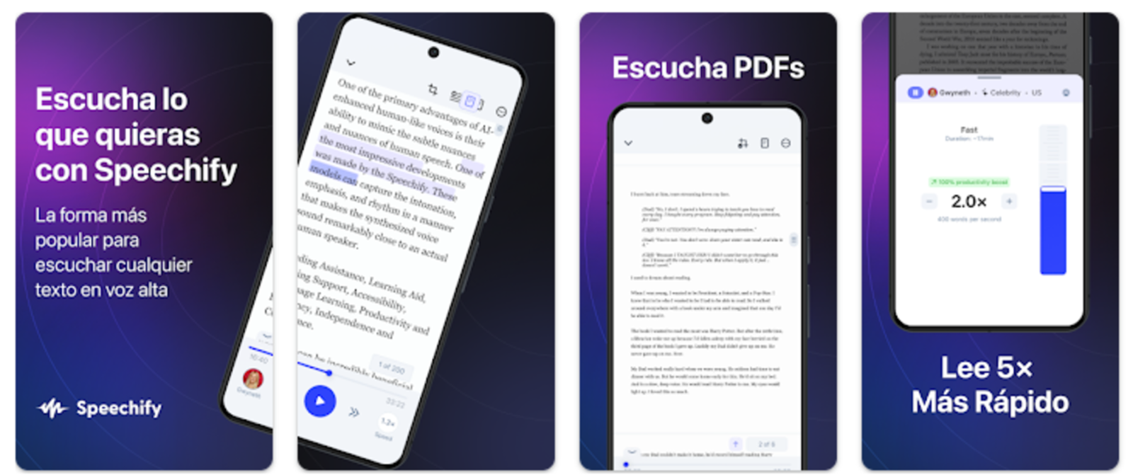 Speechify te permite escuchar documentos pdf a cualquier velocidad