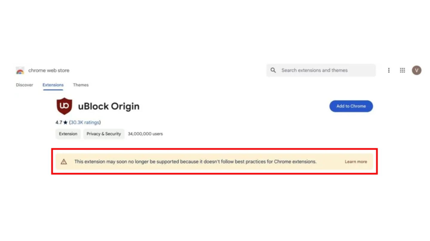 uBlock Origin dejará de funcionar en Google Chrome muy pronto