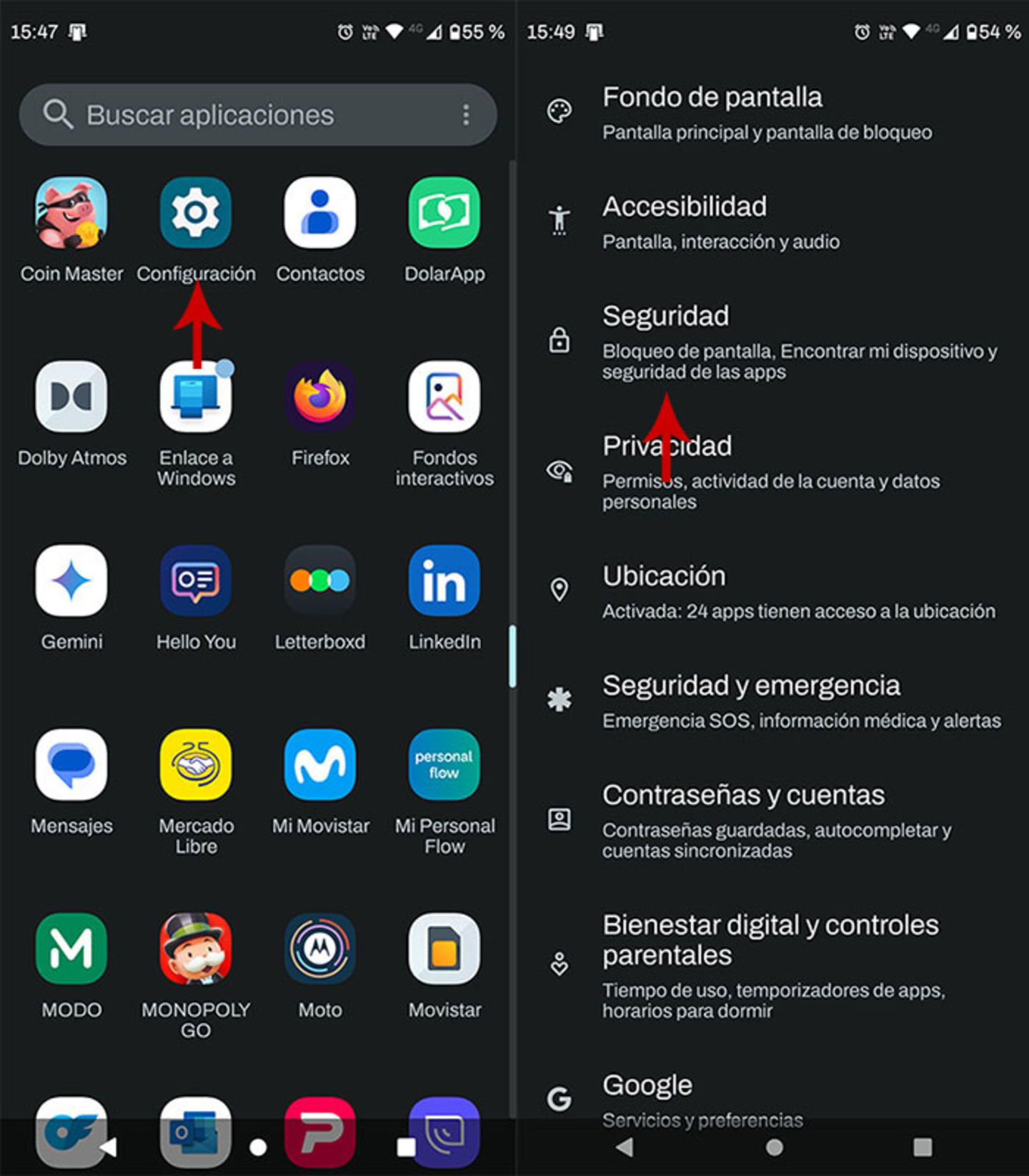 Acceder a los ajustes de los servicios de Google Play