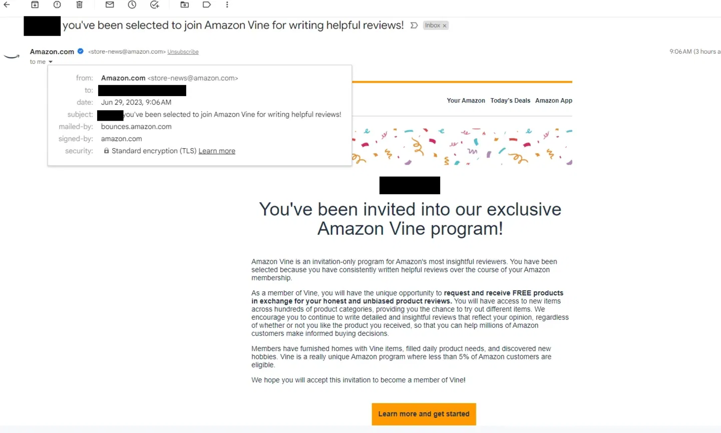 Si eres seleccionado, Amazon te enviará la invitación por correo electrónico