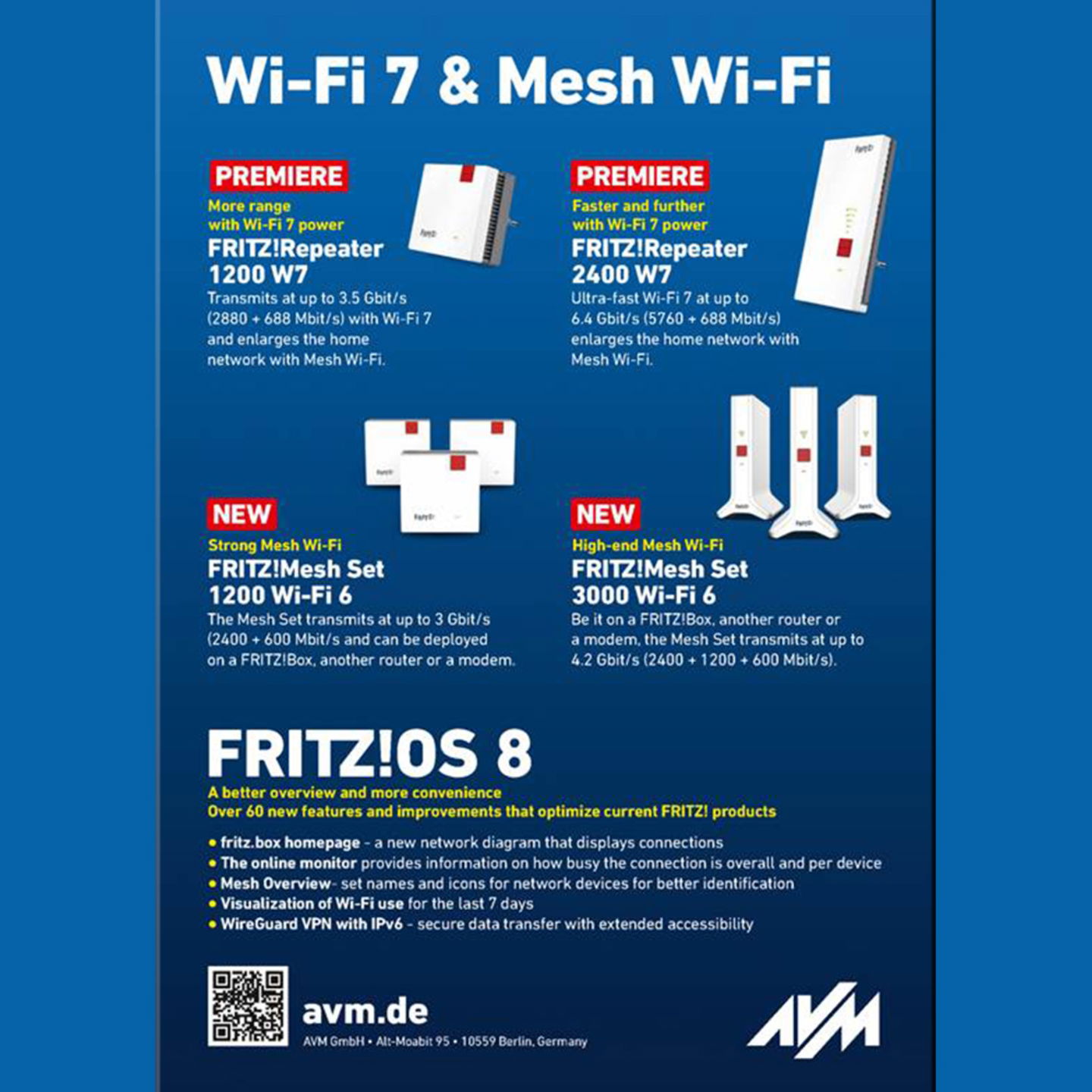 AVM presenta sus nuevos productos FRITZ! con Wi-Fi 7, red 5G NSA y SA y Wi-Fi Mesh