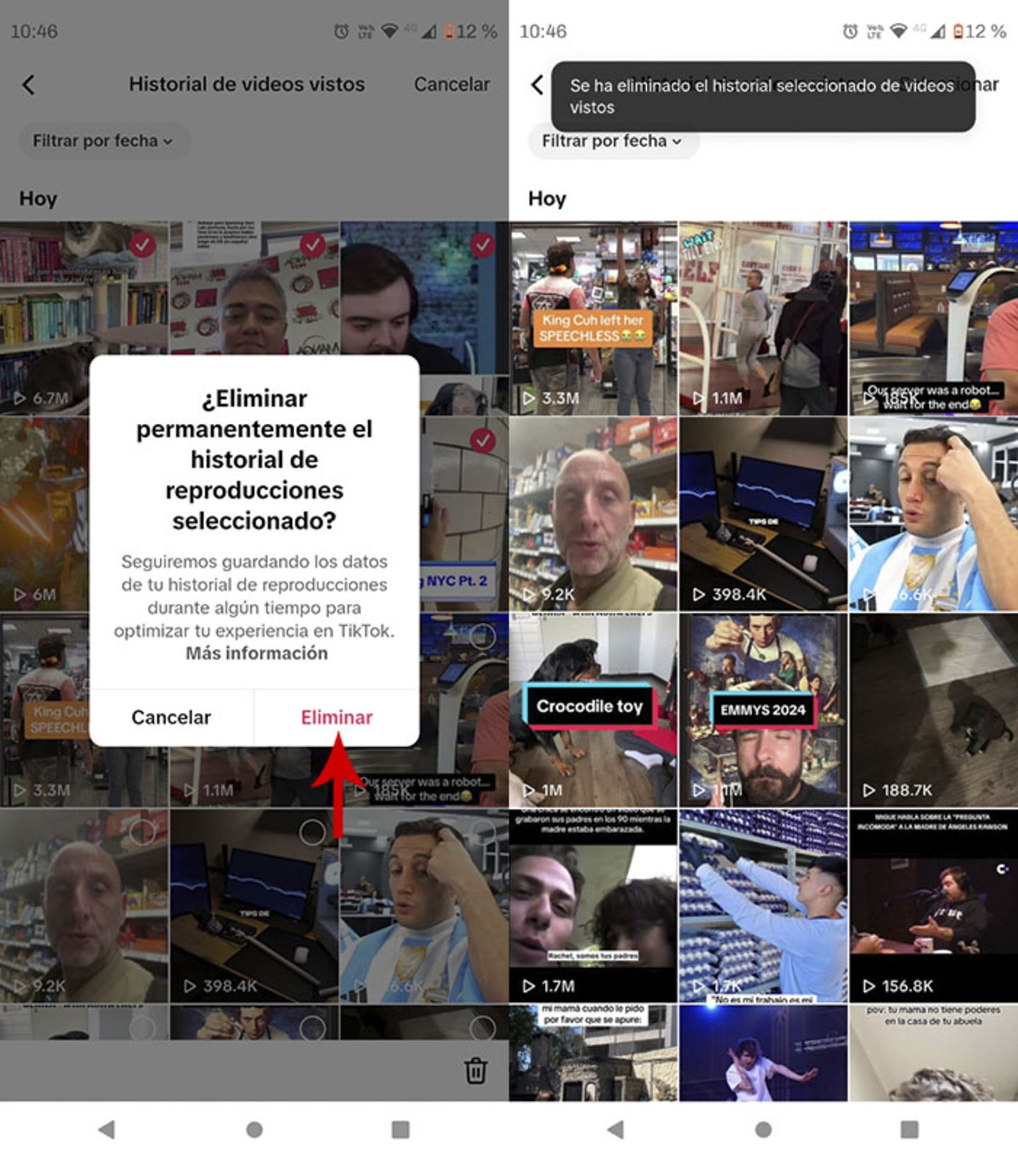 Borrar historial de videos vistos TikTok