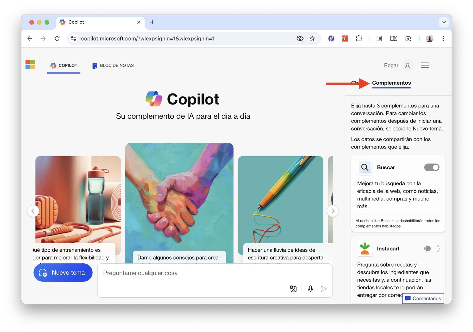 Complementos de Microsoft Copilot: cuáles son y cómo activarlos