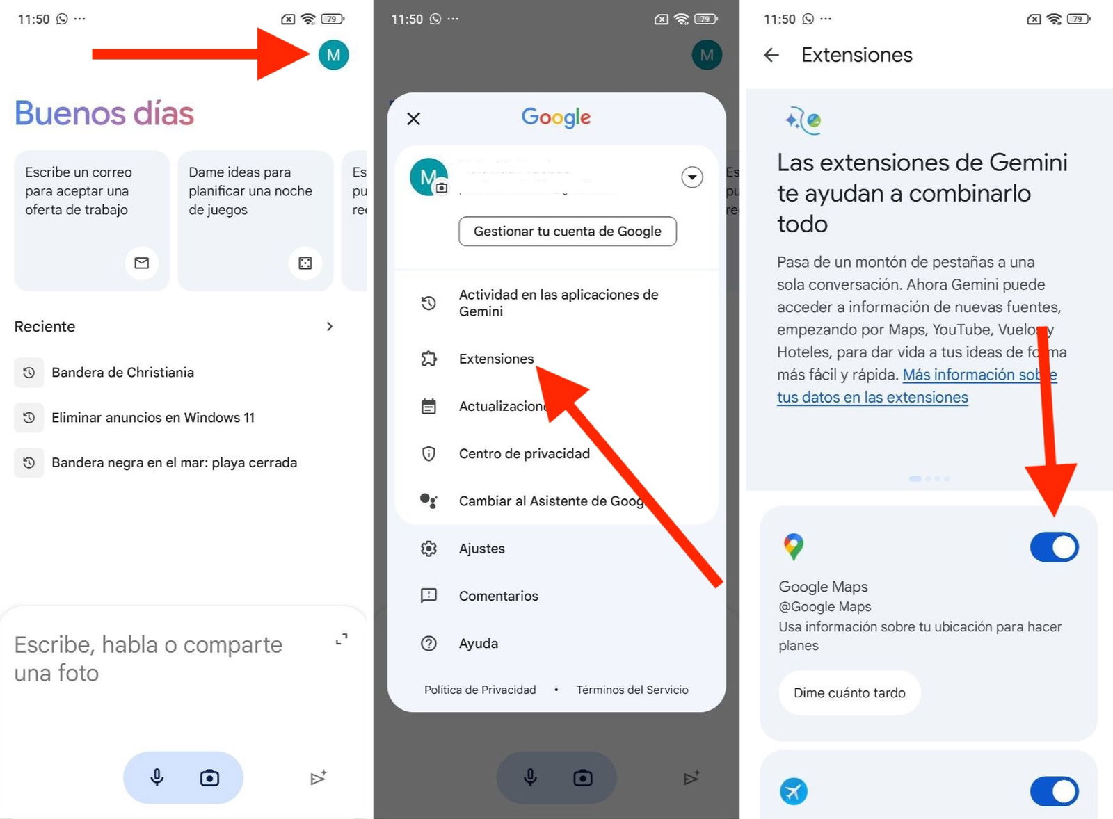 Cómo usar las extensiones de Google Gemini y cuáles son las mejores