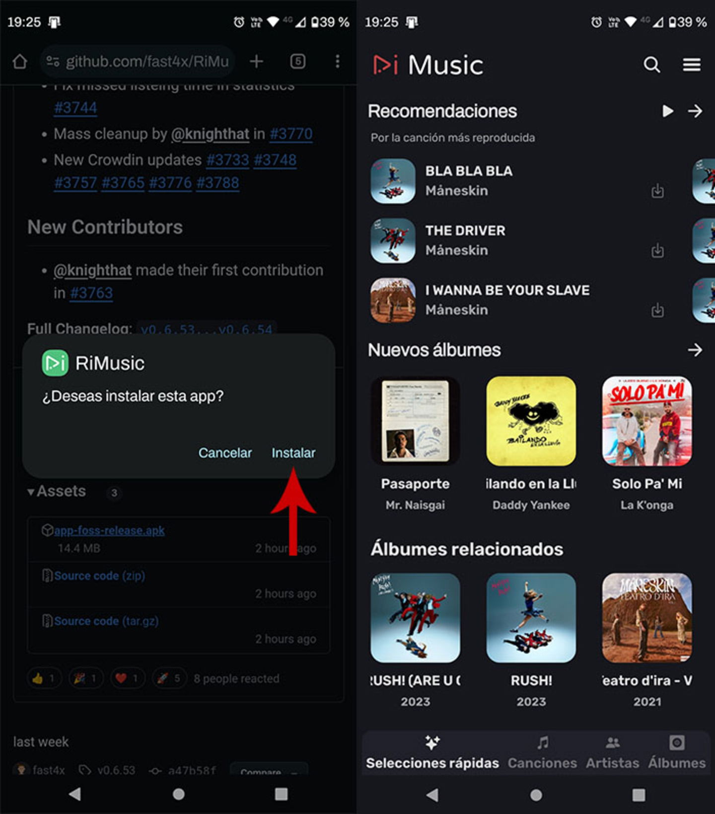 Usar RiMusic en Android