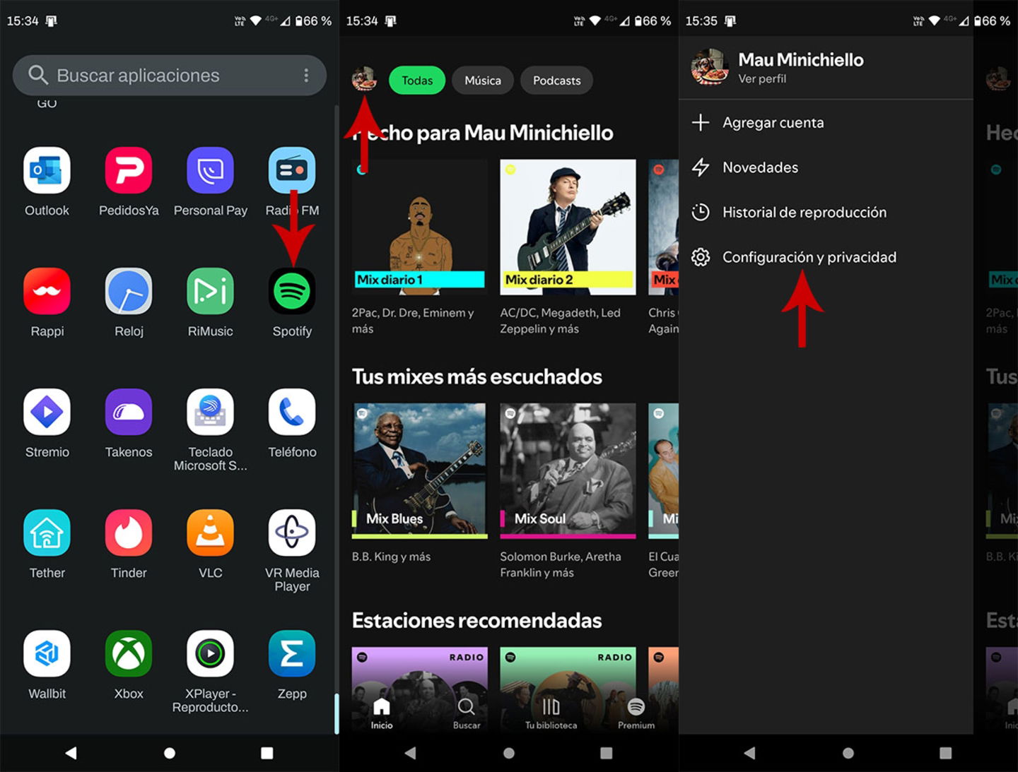 Acceder a los ajustes de Spotify en Android