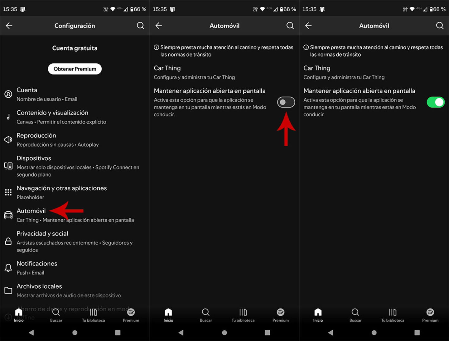 Activar modo coche en Spotify para Android