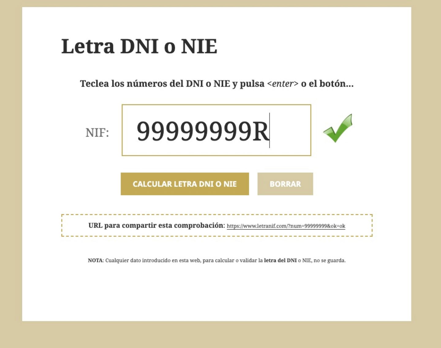 Cómo calcular online la letra del DNI, CIF o NIF