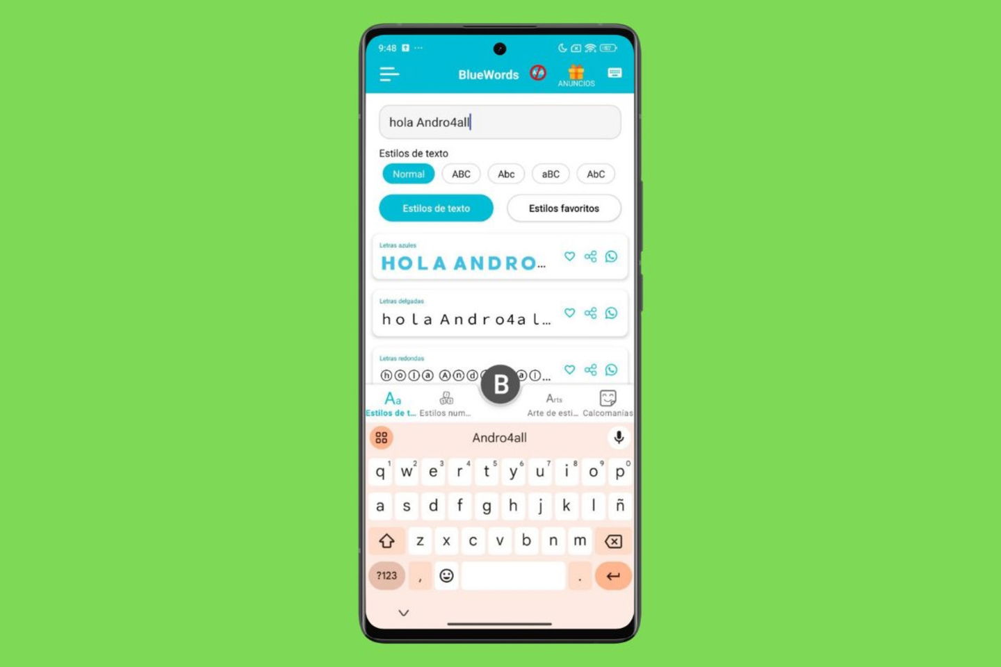 Cómo escribir con letras azules en WhatsApp