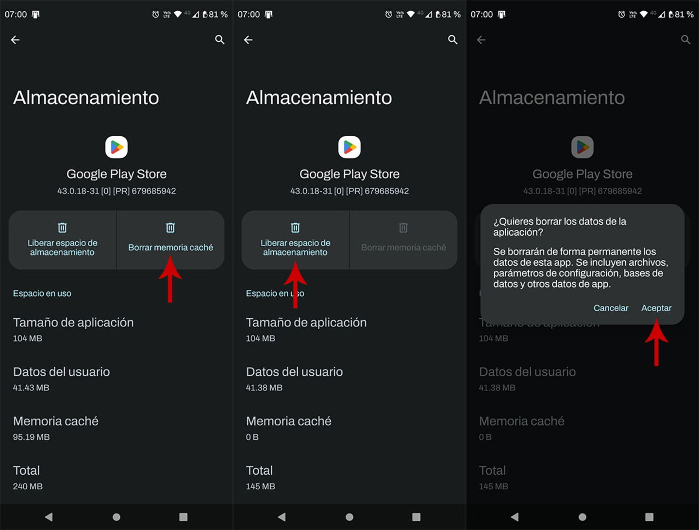 Eliminar datos de apps para solucionar error android.process.media