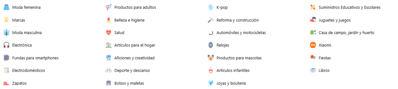 Puedes explorar todas las categorías de Joom o usar el motor de búsqueda