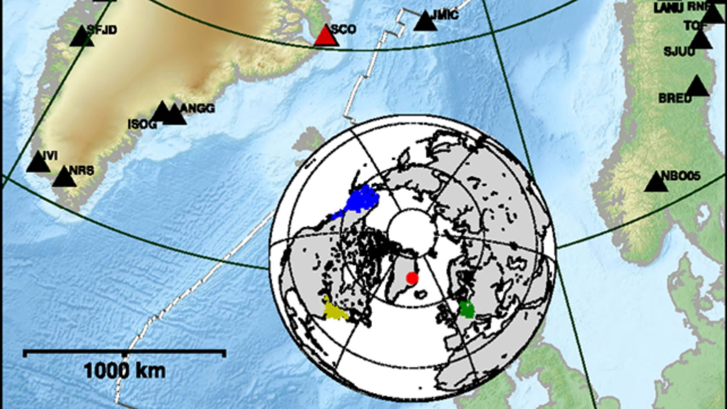 Mapa del seiche de Groenlandia