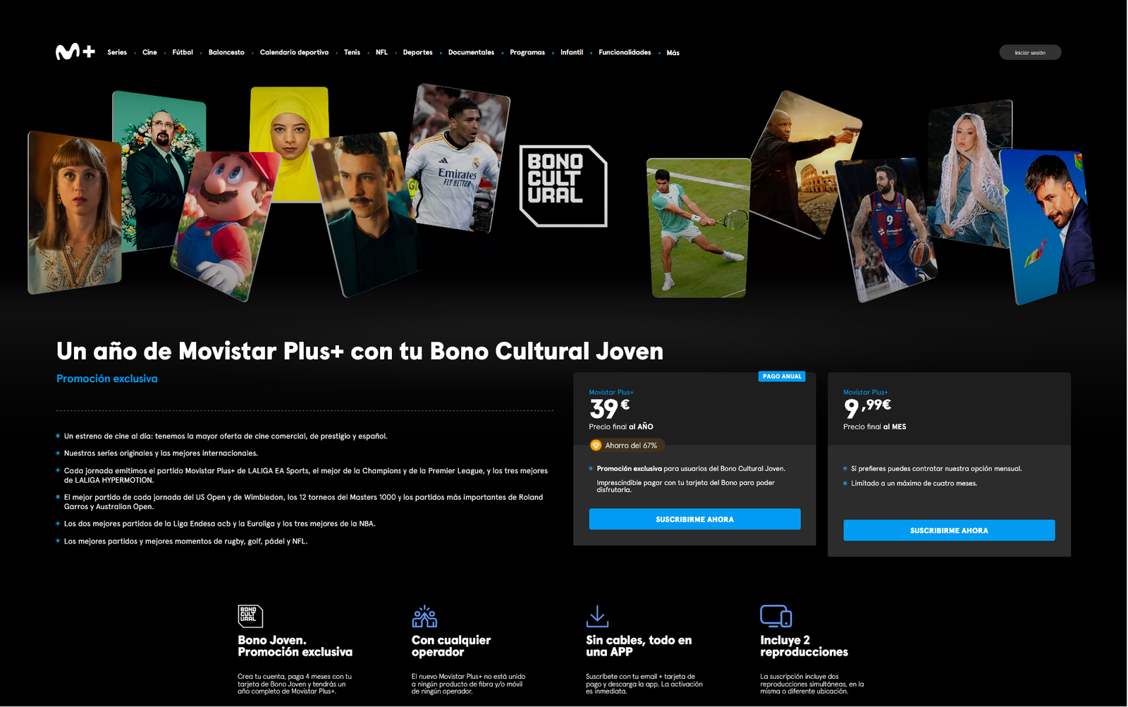 Cómo tener Movistar+ con el Bono Cultural Joven