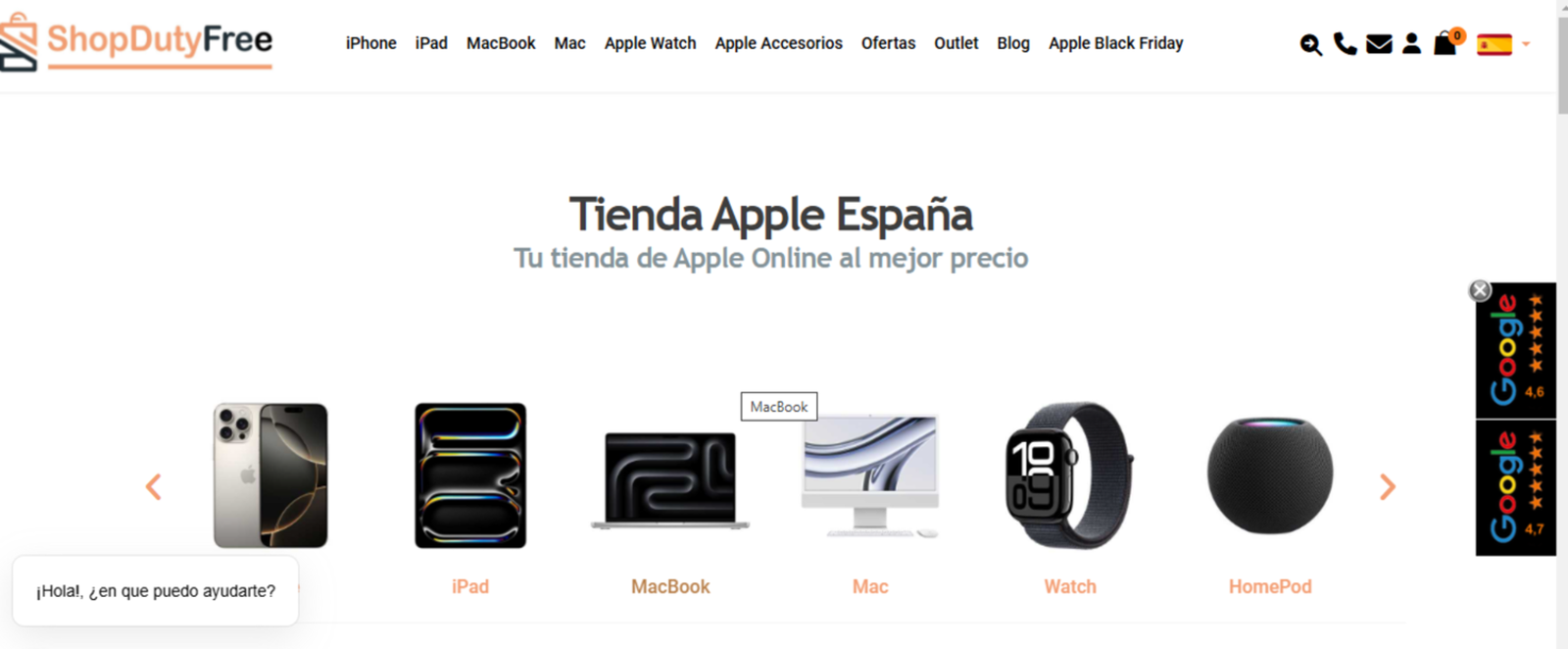 ShopDutyFree es una de las webs más baratas donde comprar dispositivos Apple
