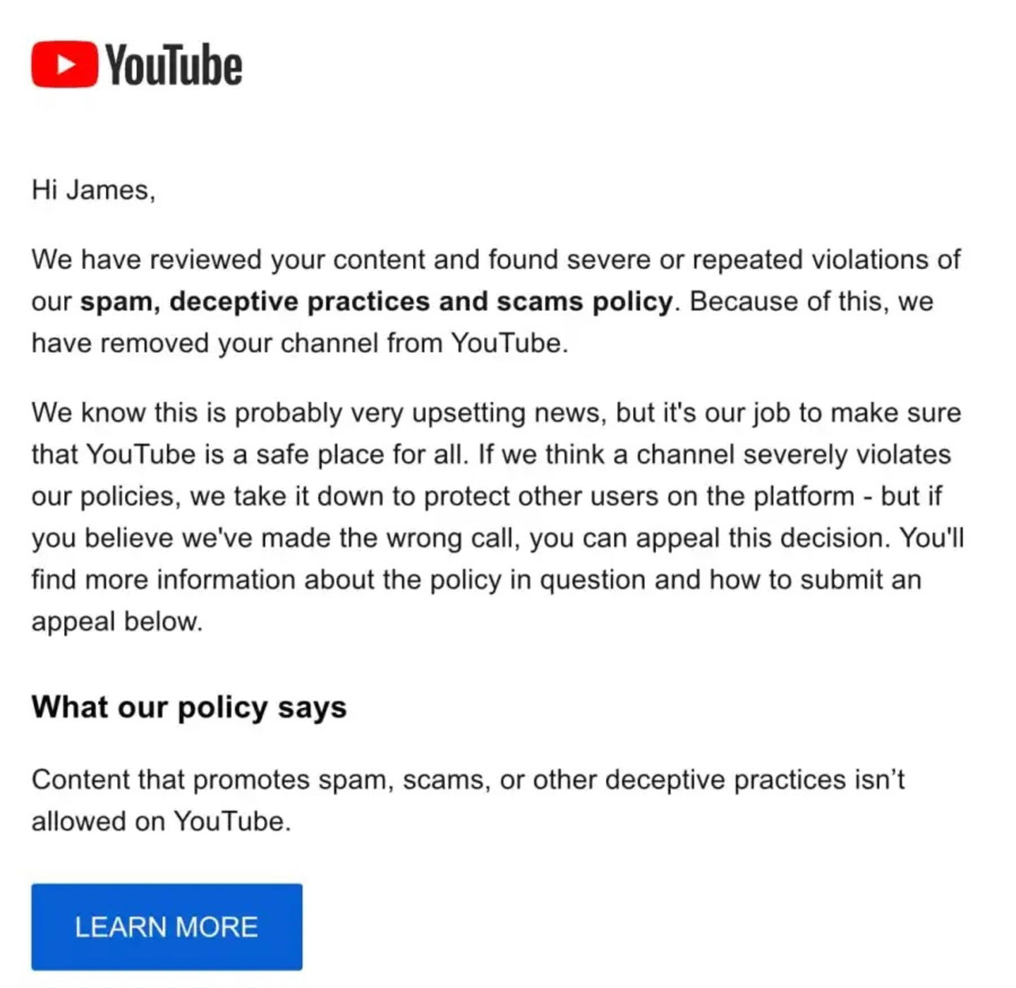 YouTube está bloqueando los canales de algunos usuarios por error