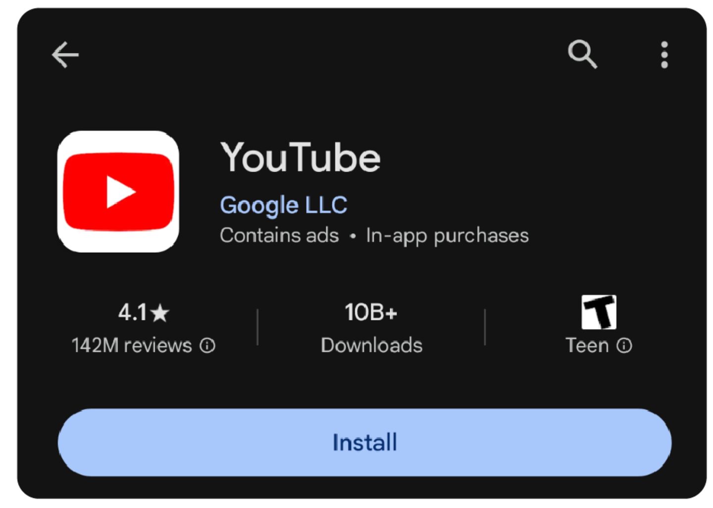 Puedes actualizar YouTube para Android desde la Google Play Store