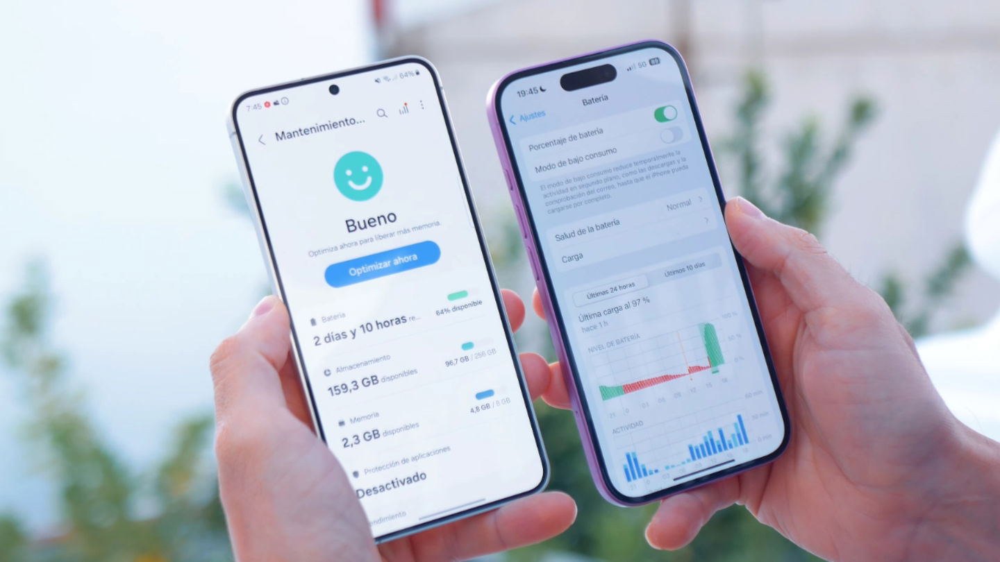 Apartado de batería en el Samsung Galaxy S24 y en el iPhone 16
