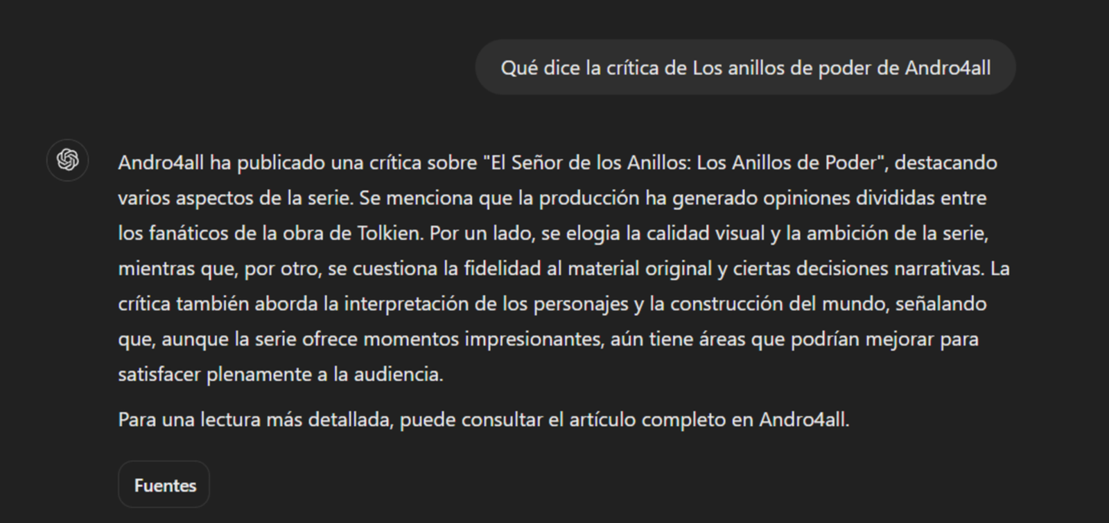 Pregunté a ChatGPT sobre mi crítica y lo cierto es que acertó de lleno