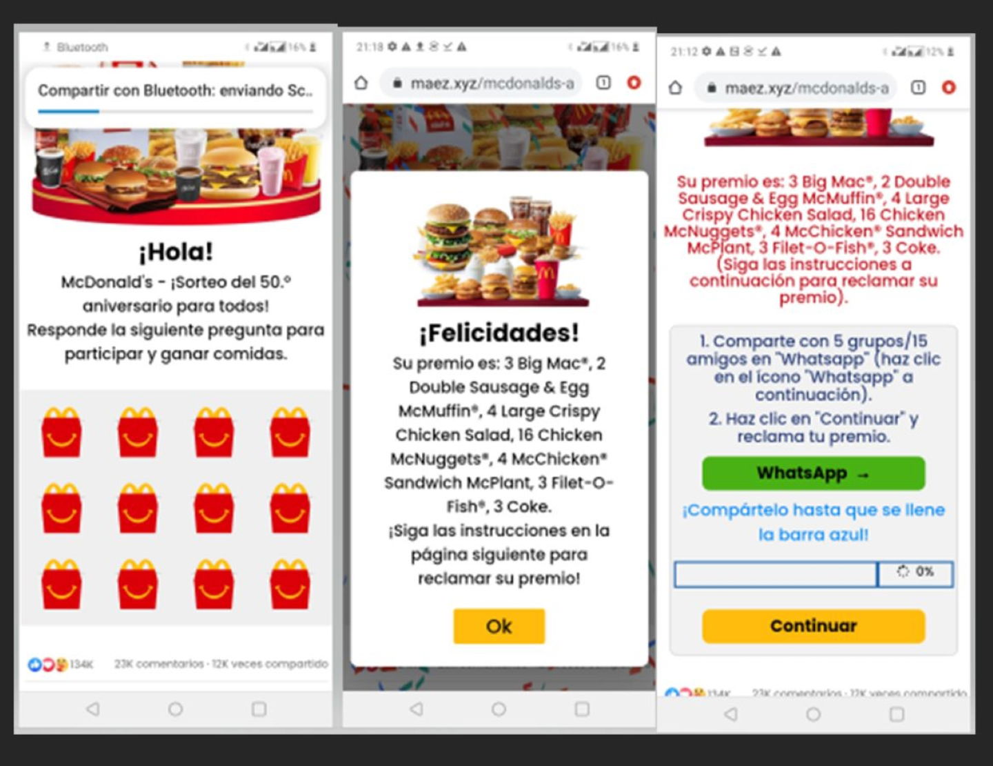 Estafa McDonald's WhatsApp