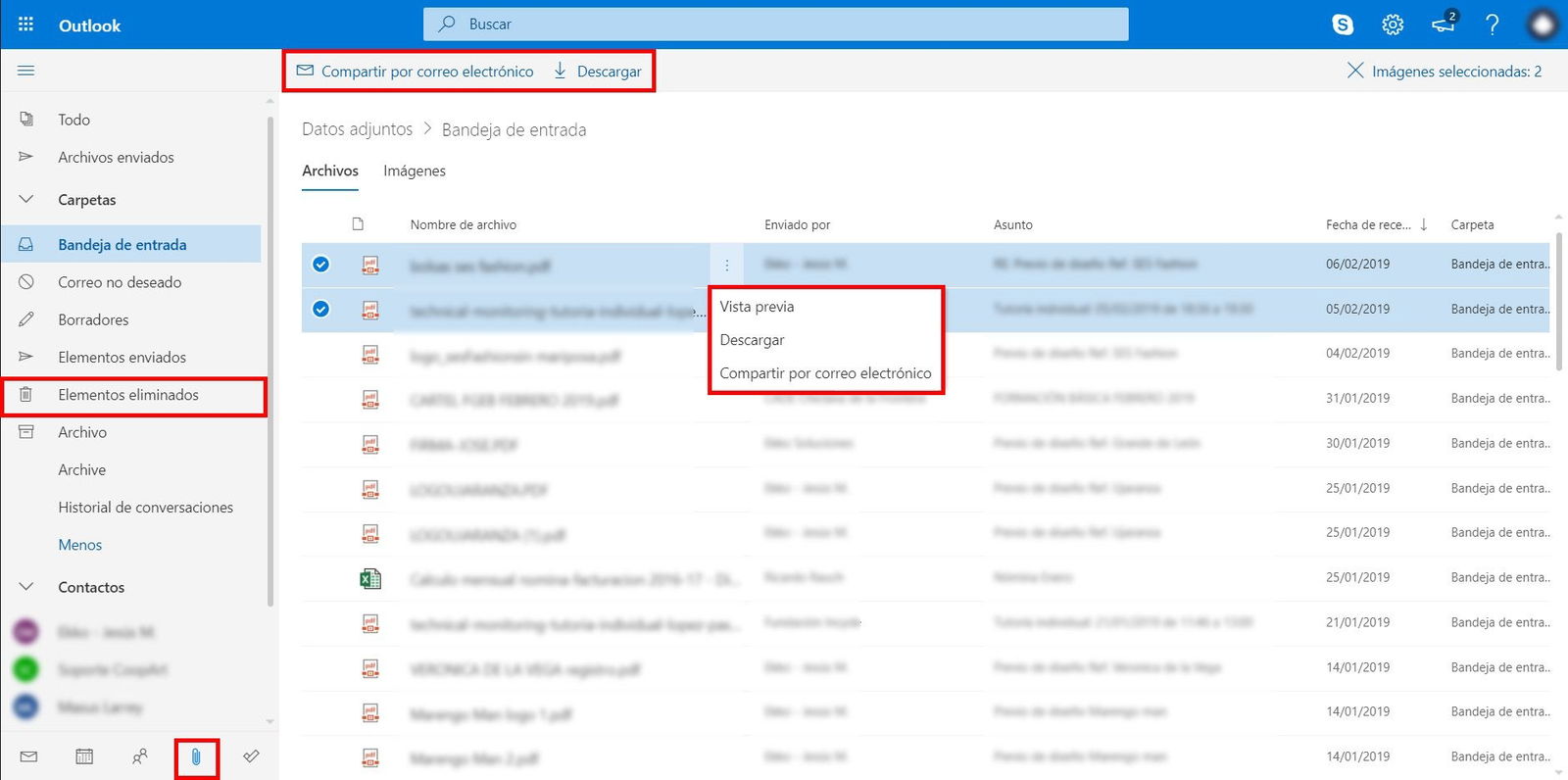 El proceso para eliminar un correo en Outlook es similar al de Gmail