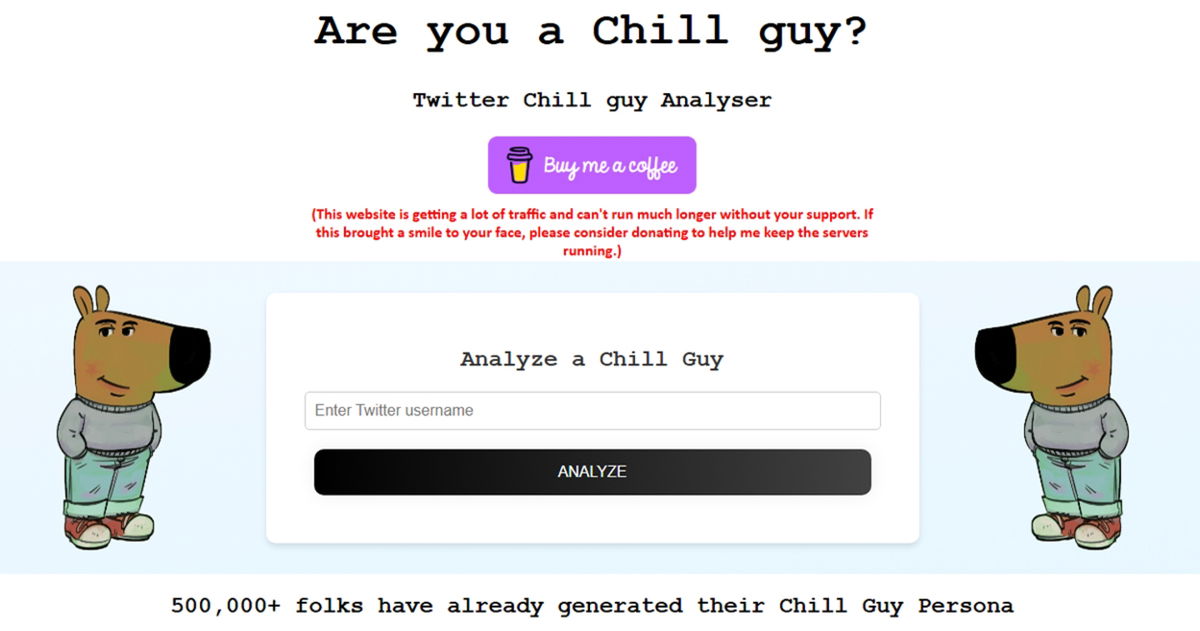 ¿Eres un chill guy? Esta web analiza qué porcentaje de chill guy tiene tu cuenta de X