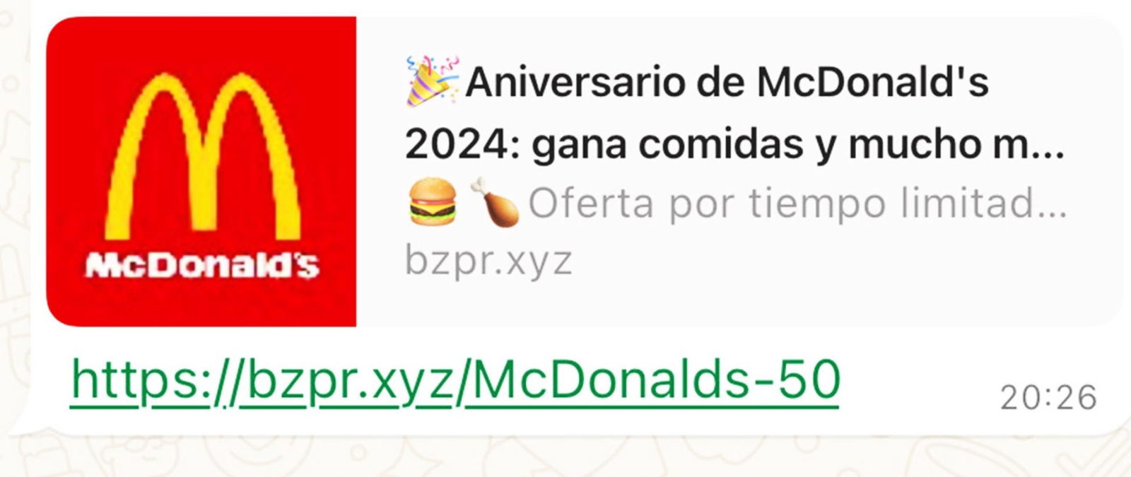 Estafa McDonald's WhatsApp