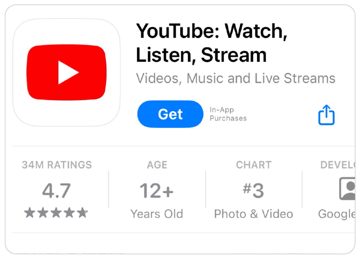 Podemos descargar la última versión de YouTube para iOS en la App Store