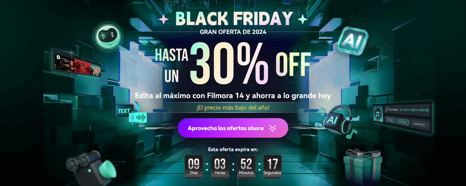 Uno de los mejores editores de vídeo ofrece descuentos de hasta el 30% por el Black Friday