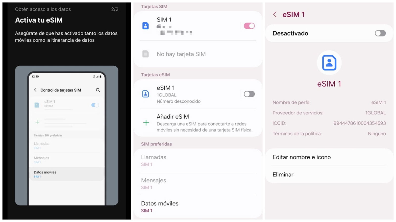 Activar datos eSIM de Revolut