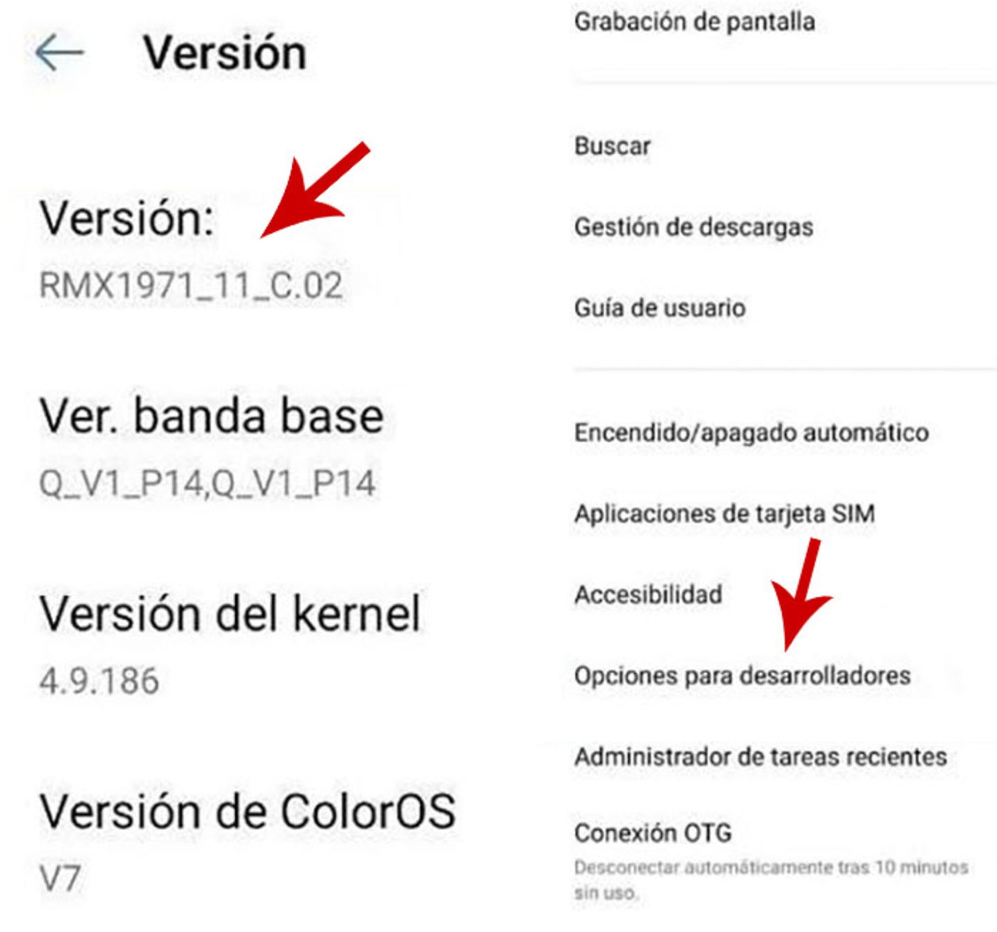 Activar opciones de desarrollador en moviles realme