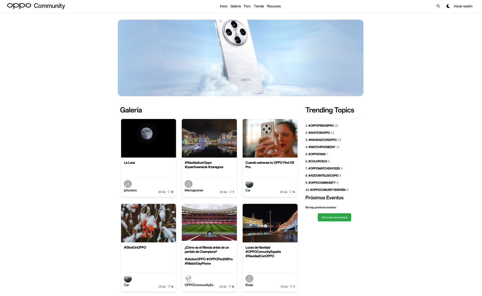 Captura de pantalla de la Comunidad de OPPO en Espana