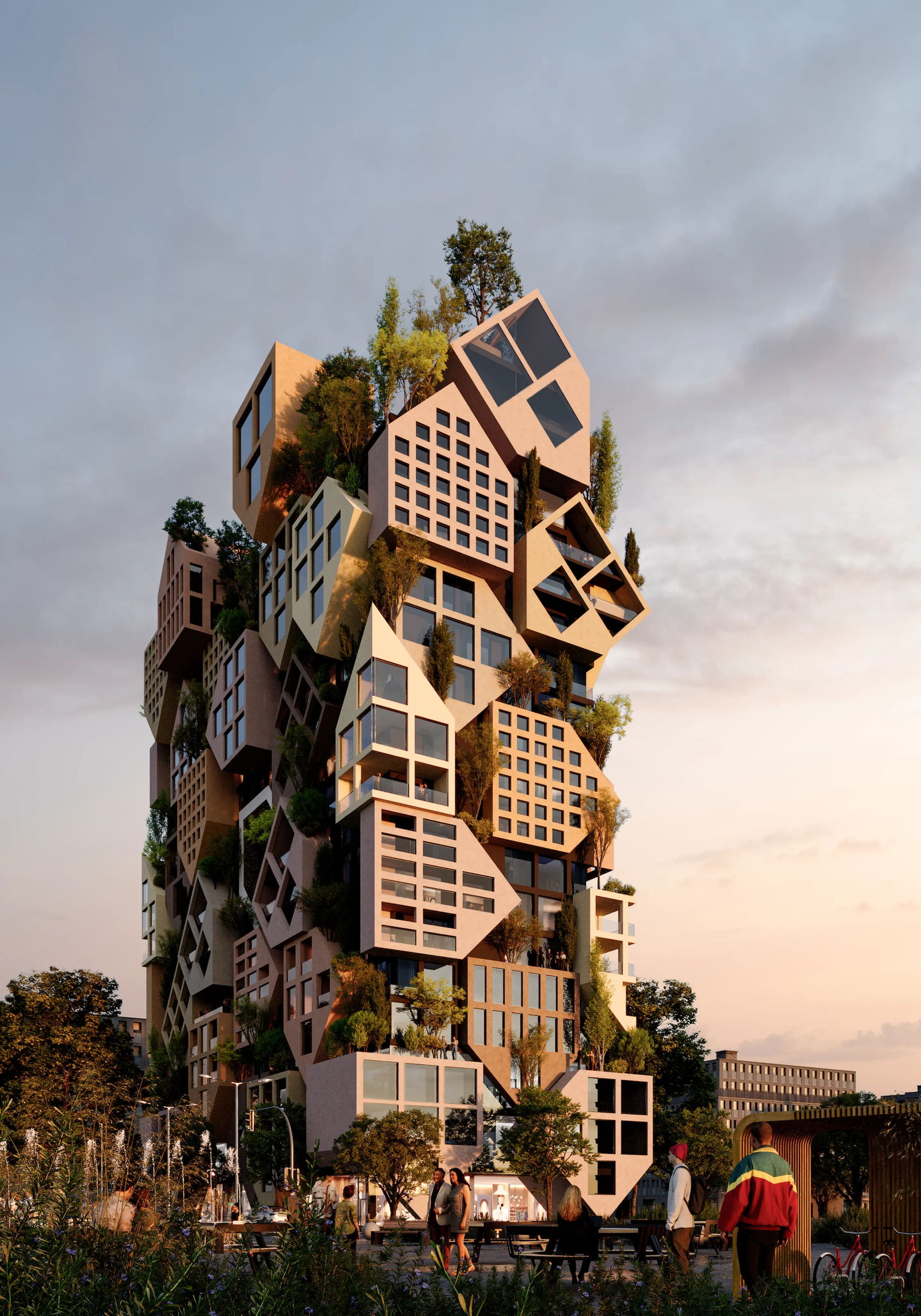 Esta impresionante torre en Albania parece un rompecabezas gigante de casas apiladas