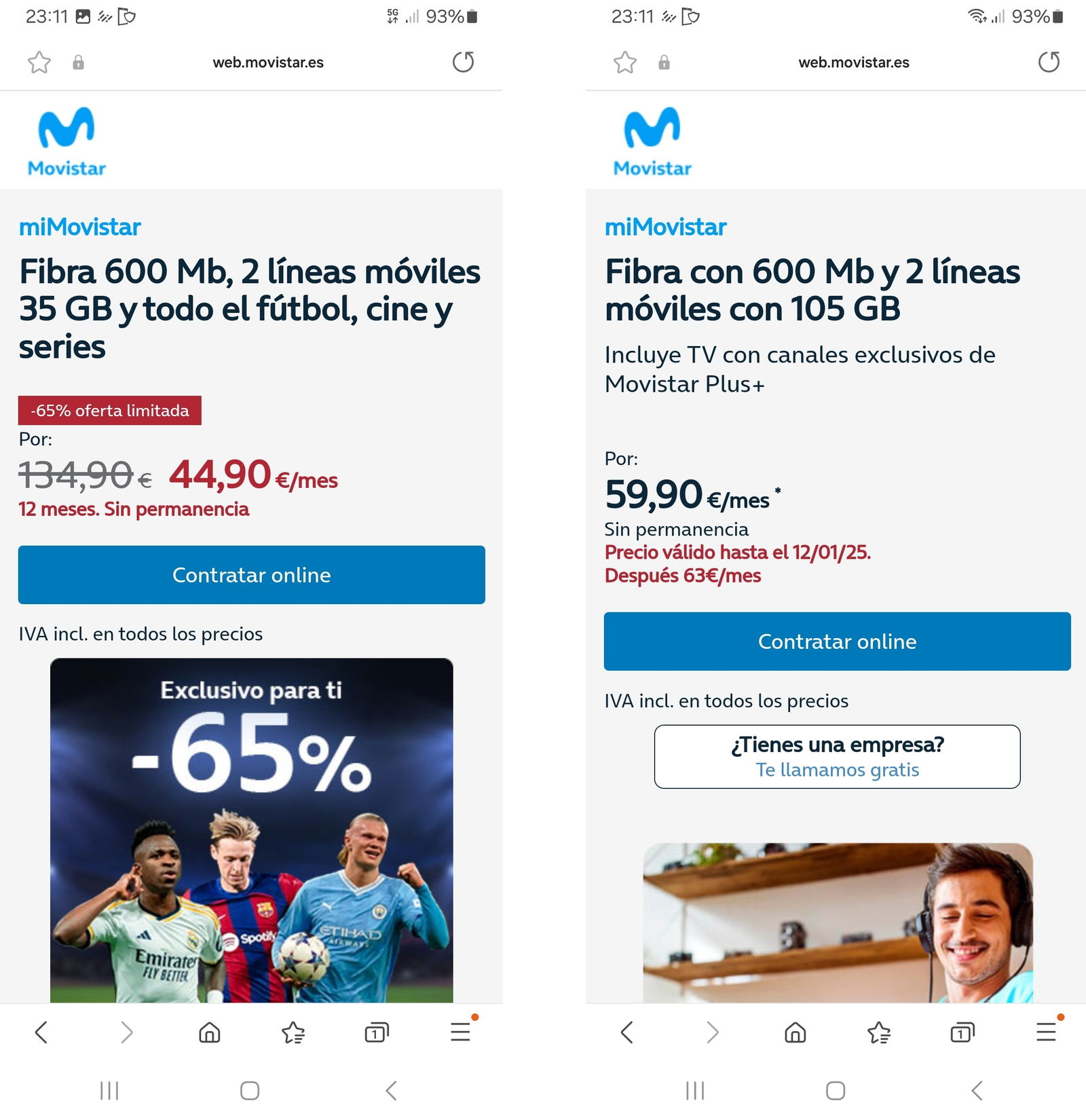 La oferta más secreta de Movistar nos propone fibra, móvil y todo el fútbol por sólo 44,90 euros